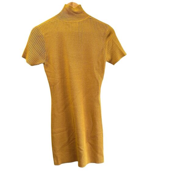 J. Crew Dress Women Size Medium Mustard Yellow Wool Bodycon Mock Neck - Picture 2 of 5